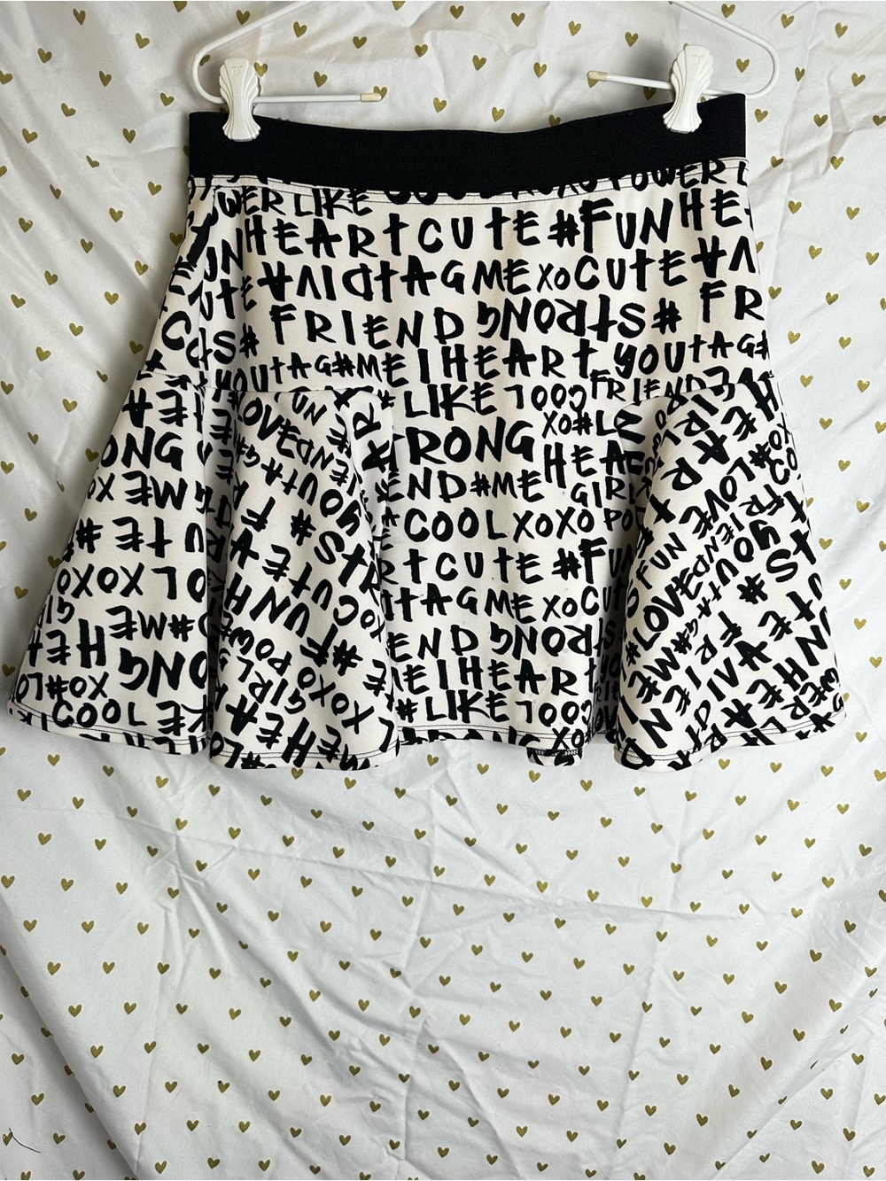 Vintage Y2K Black & White Graphic Print Flared Skirt large by Seventeen